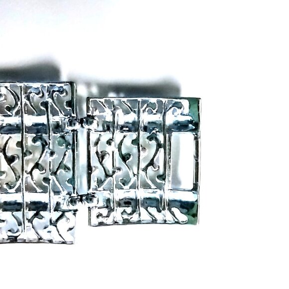 Vintage Sarah Coventry Silver-Tone Filigree Panel Link Bracelet Unsigned ~ EVC! - Picture 7 of 10
